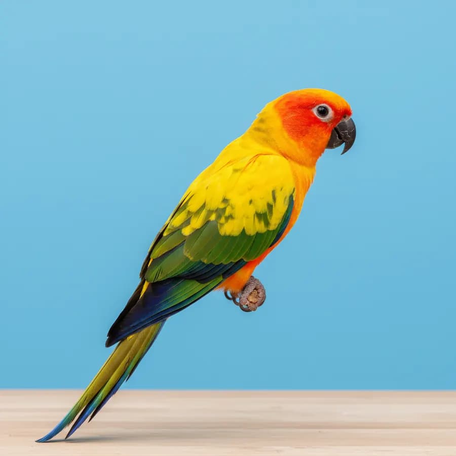 Sun Conure with bright yellow plumage